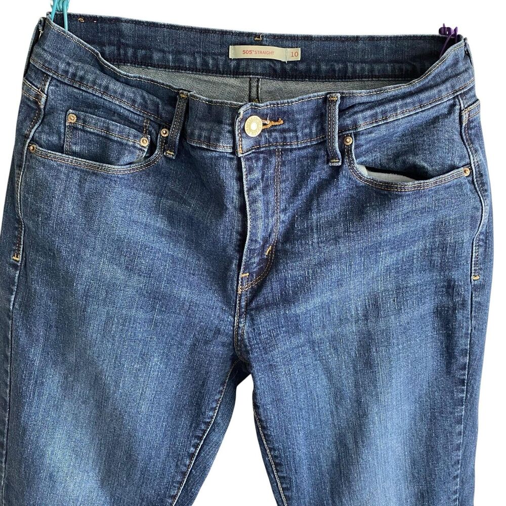 Levi's 505 Jeans Womens 10 Blue Straight Mid Rise Stretch 30 Inseam Denim - Picture 2 of 11